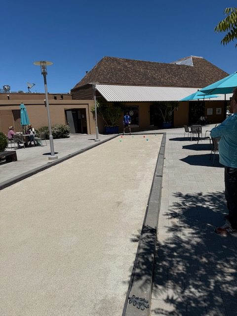 Bon Air Center courtyard and patio area near DubDub AI Arcade