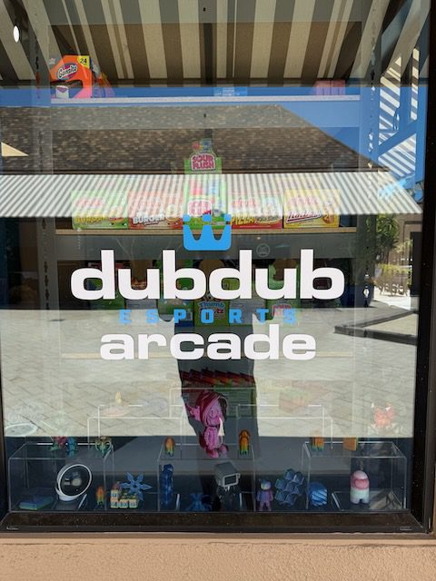 DubDub Arcade front window sign at Bon Air Center